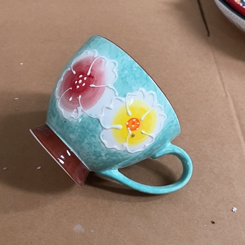 微瑕，不能明火，绿早餐杯绿