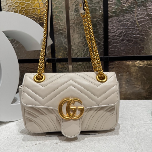 95新 GUCCI/古驰 Gucci金链金标白色马蒙25020032-05
