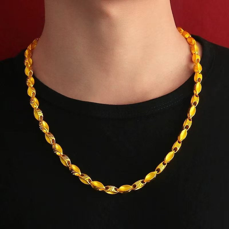 吊坠足银 麦子麻花项链010经典时尚百搭精致