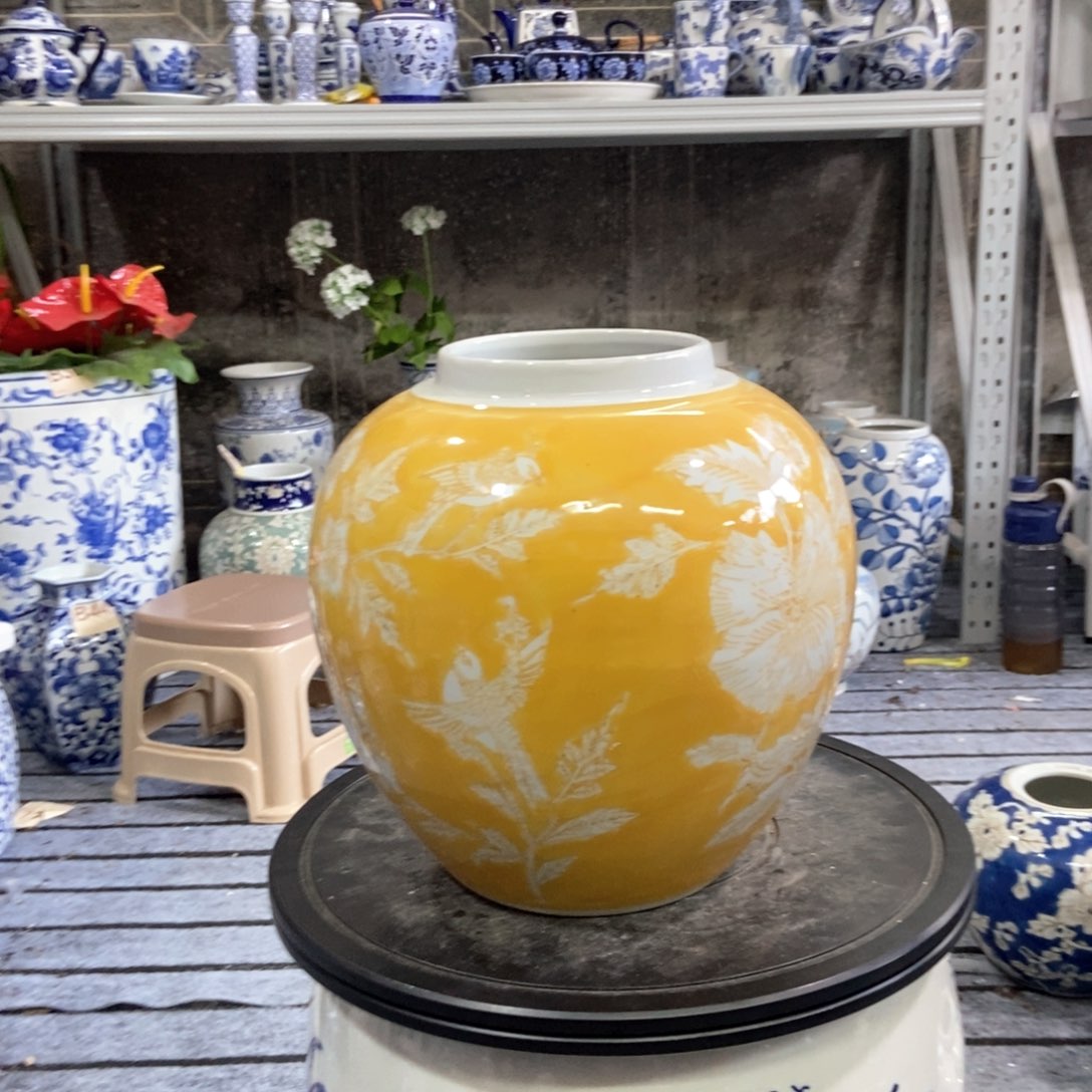 摆件花瓶手绘釉下彩轻微矿点