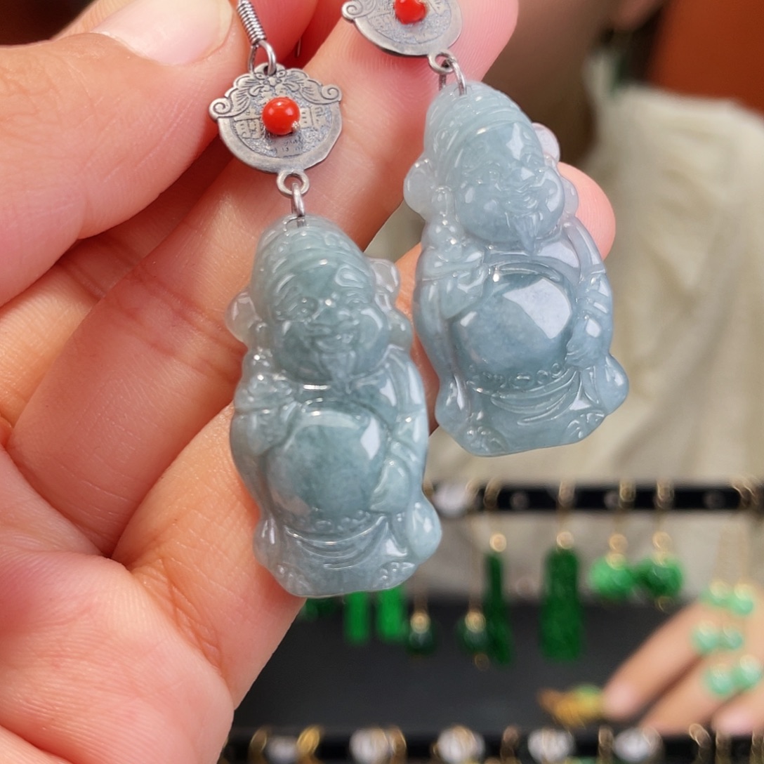 翡翠未镶嵌耳饰饰品