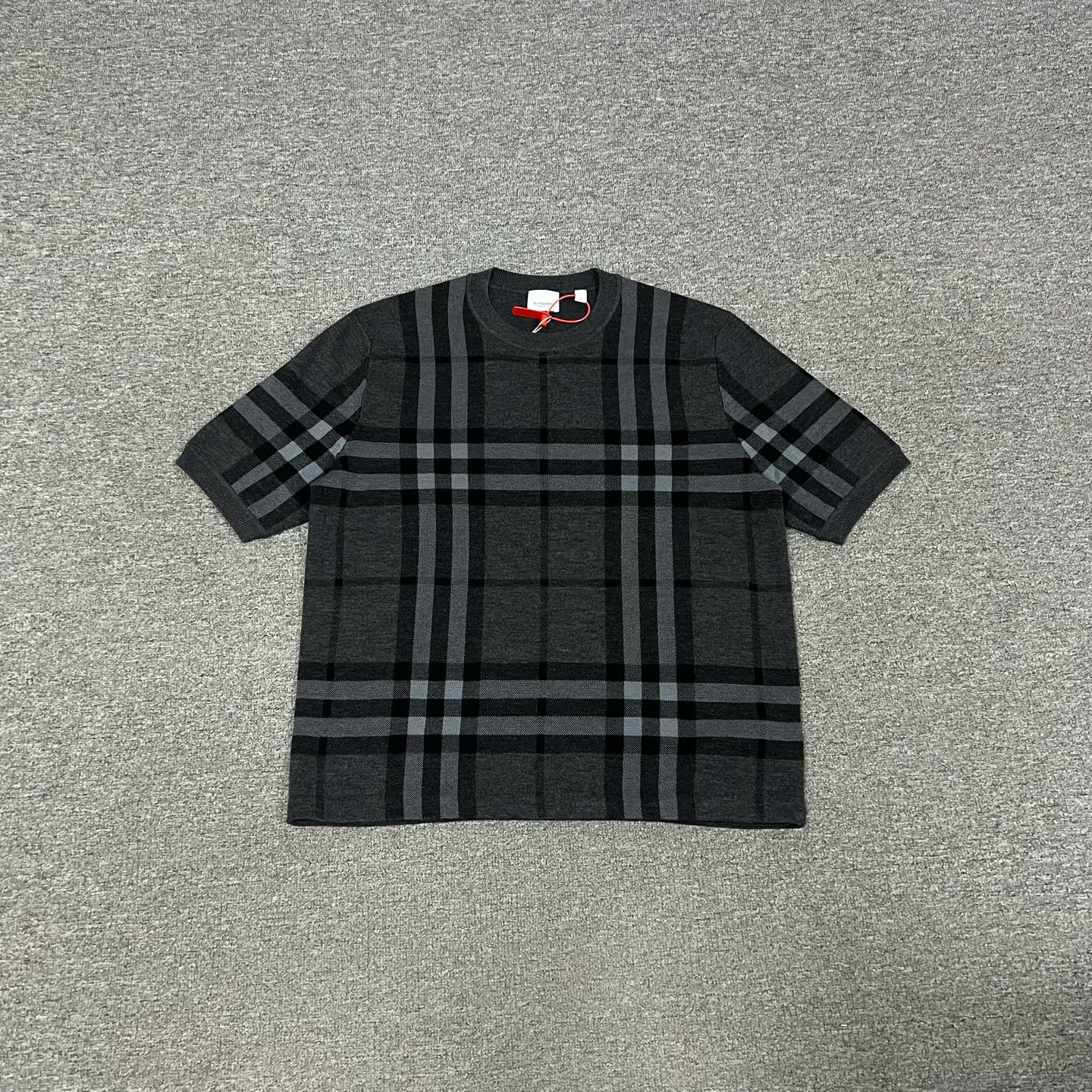 99新 BURBERRY/博柏利 巴宝莉 经典格纹针织短袖上衣 M码