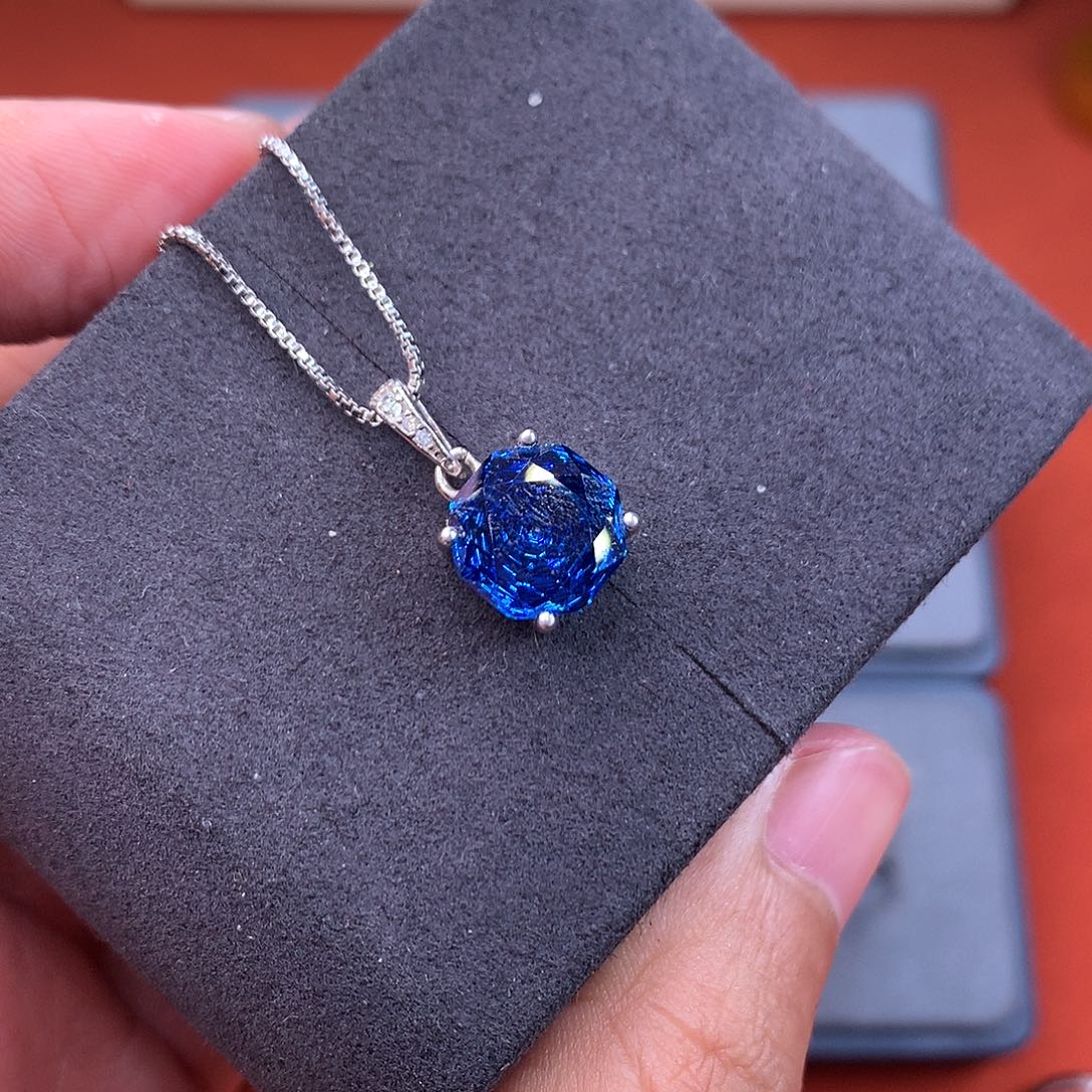 托帕石颈饰银S925镶嵌2222