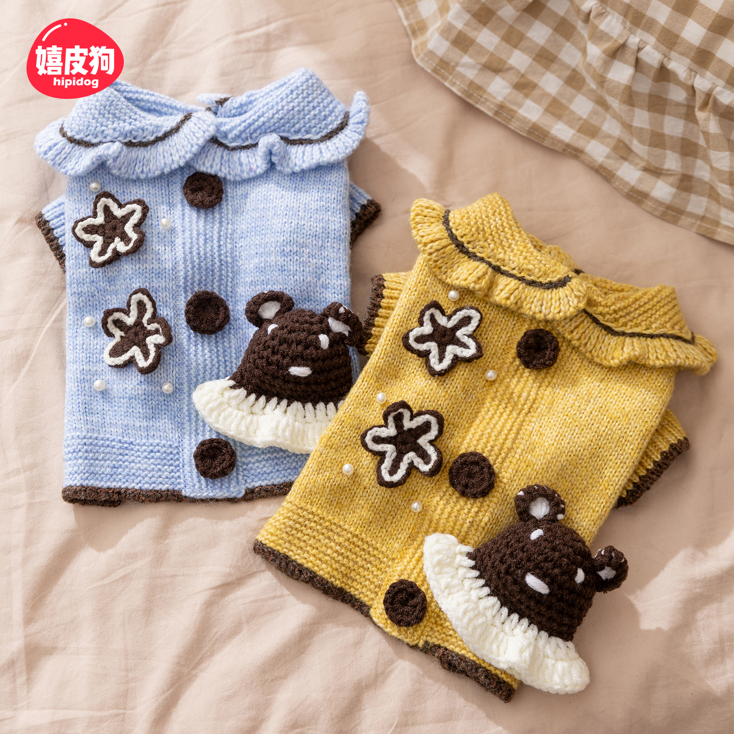 嬉皮狗秋冬狗狗衣服公主风毛衣保暖针织衫泰迪小型犬宠物衣服6221