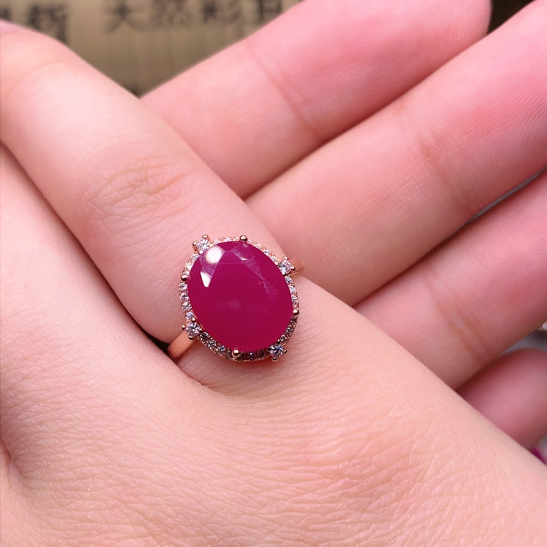 红宝石戒指银S925镶嵌