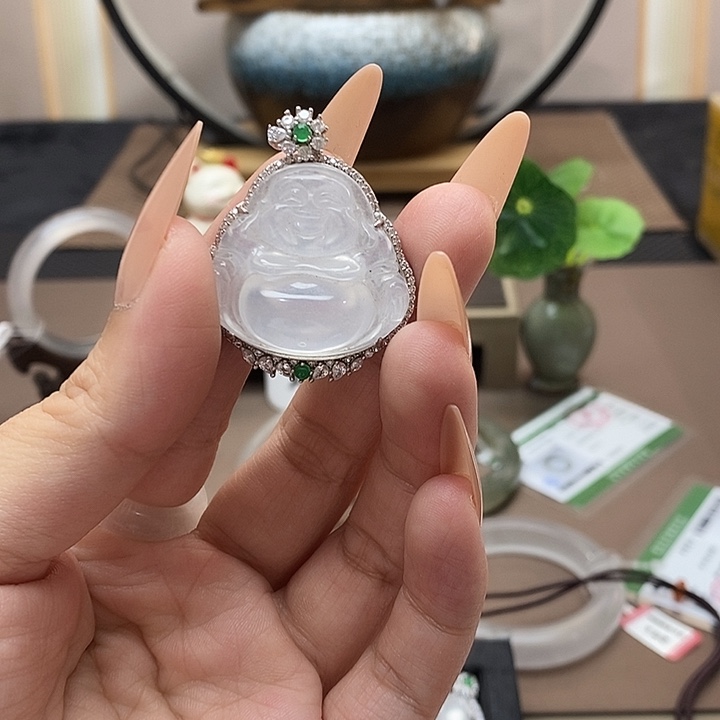 石英质玉银S925镶嵌颈饰