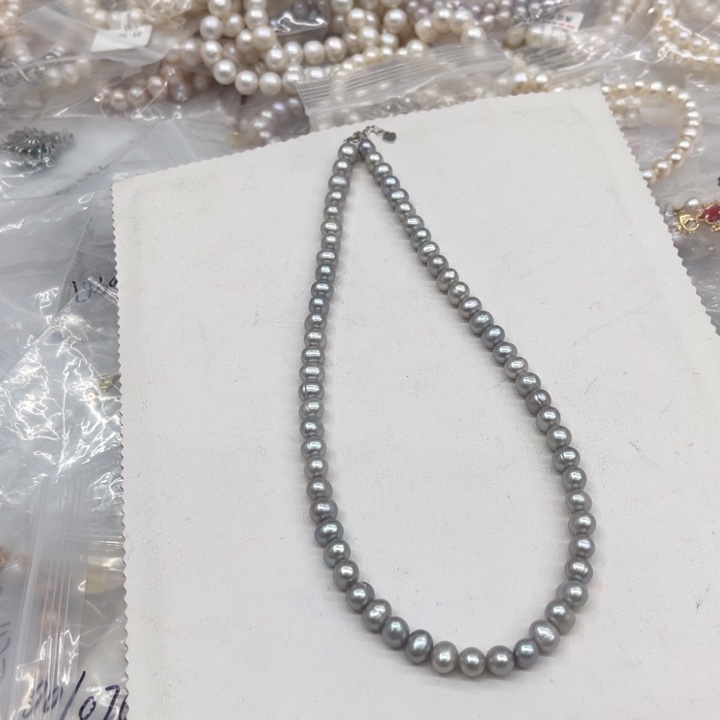 银S925镶嵌淡水珍珠颈饰001169