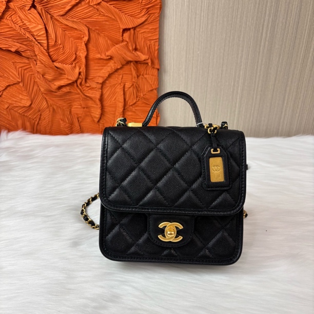 未使用 Chanel/香奈儿 22K黑色邮差包/香菜奢品/经典单肩