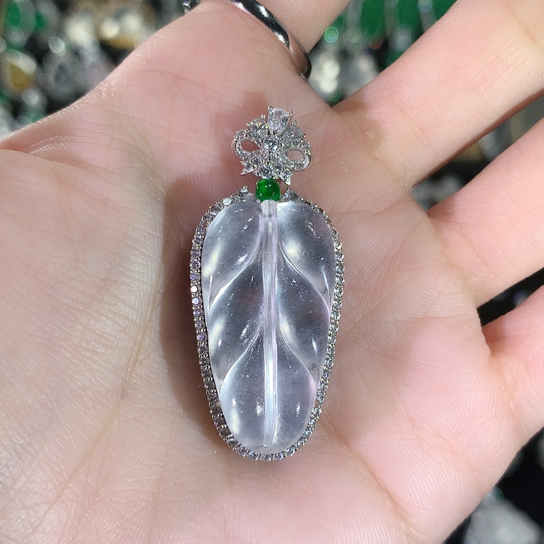 石英质玉银S925镶嵌颈饰