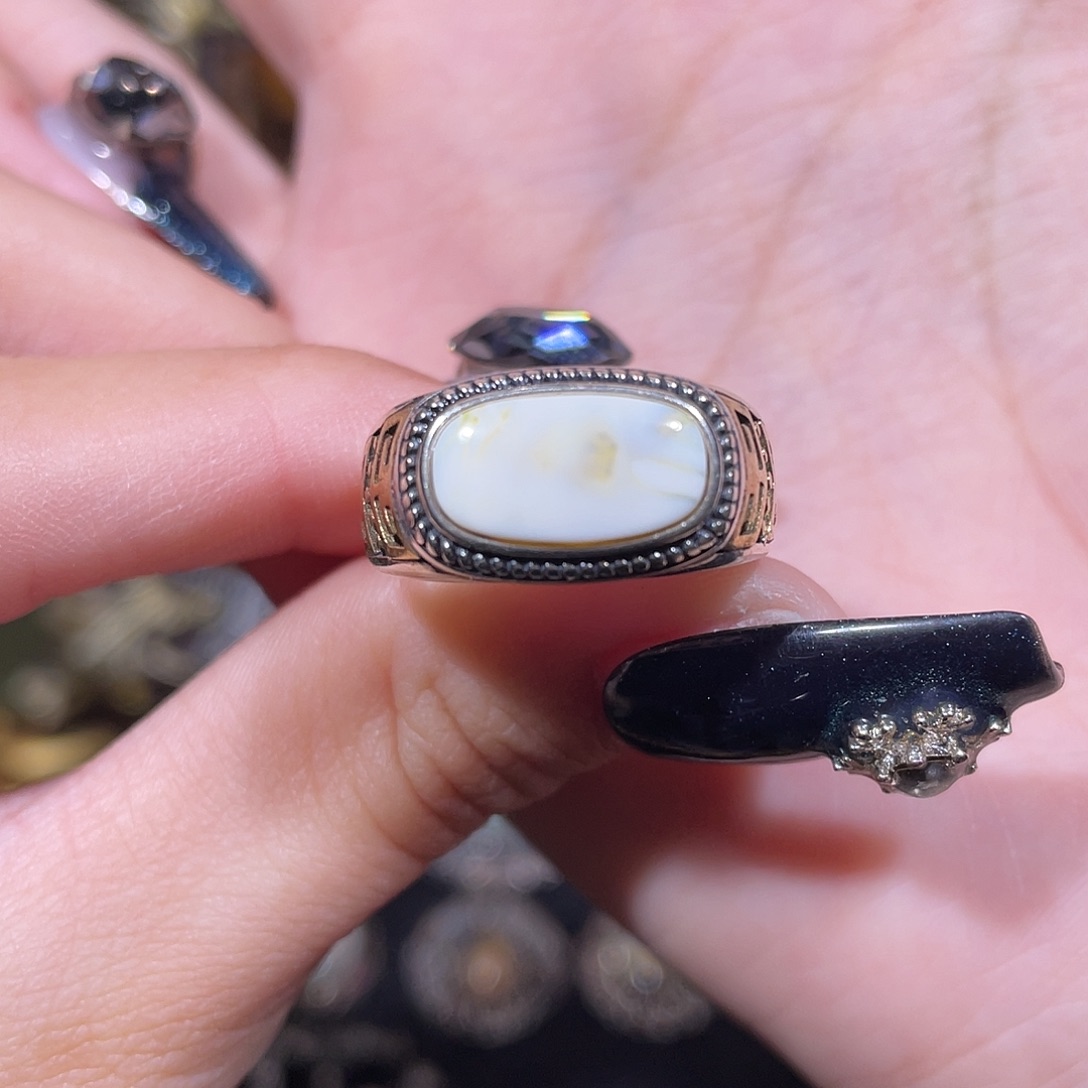 琥珀银S925镶嵌戒指