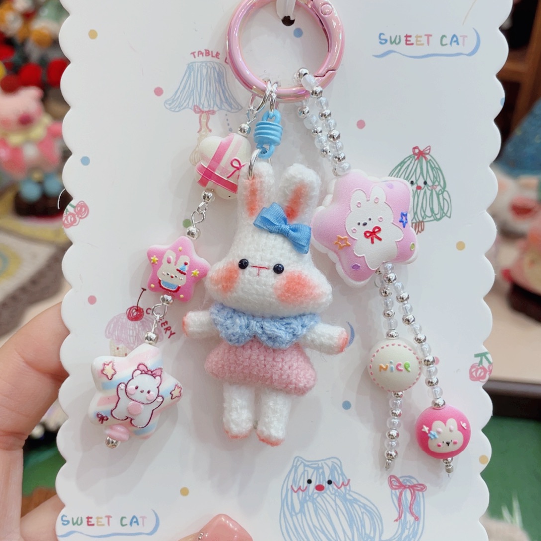 大***饭毛绒微钩小兔子挂件