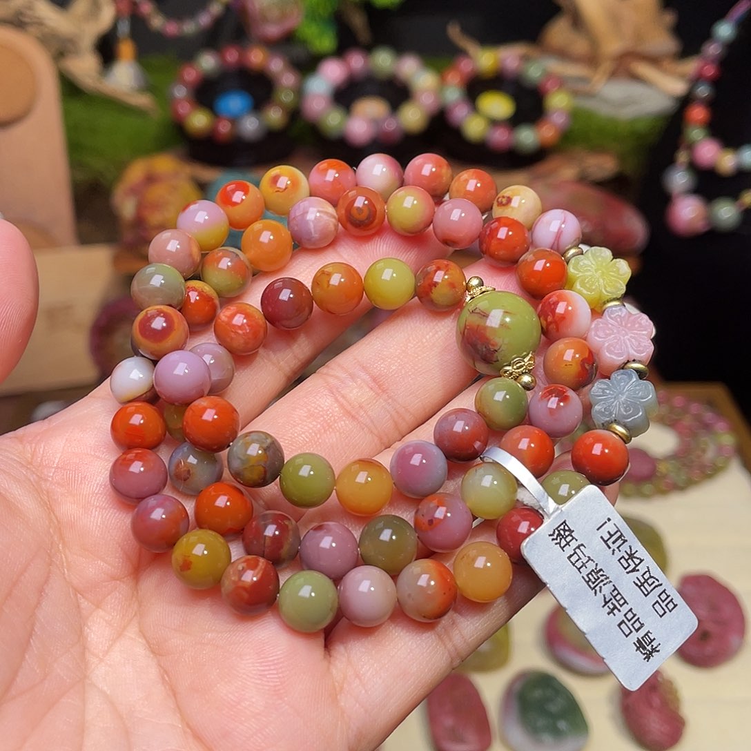 玛瑙/玉髓合金手串盐源玛瑙设计款包浆多圈