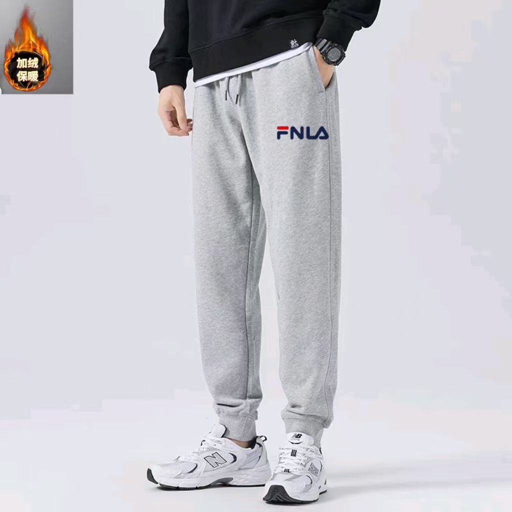 冬季加绒加厚卫裤束脚针织长裤男女同款运动情侣休闲抽绳收口卫裤