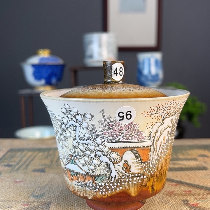 摆件景德柴烧茶杯多人