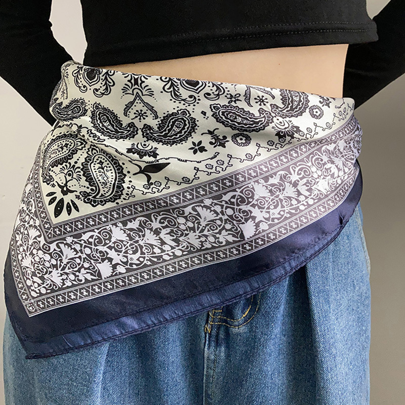 腰带女士复古小方巾丝巾韩系百搭包头头巾搭配衬衫裙子防晒领巾