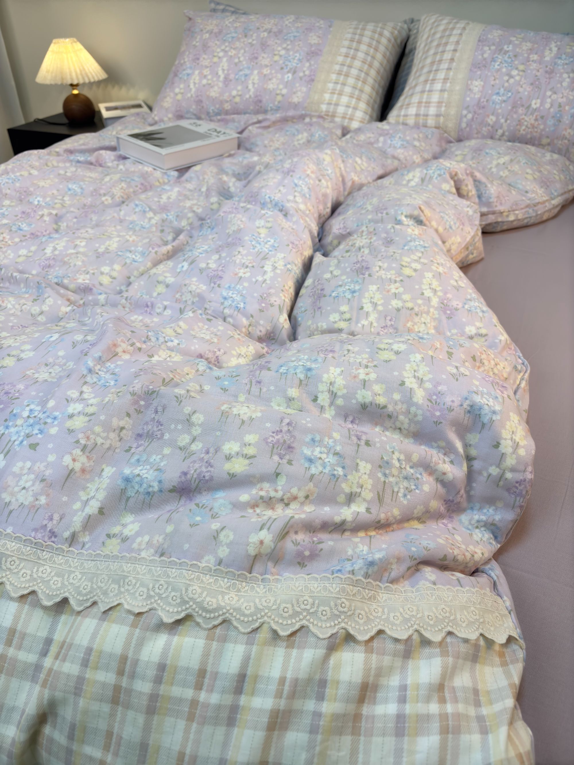 重工花边款 母婴A类双层纱四件套床单 被套 小清新被罩