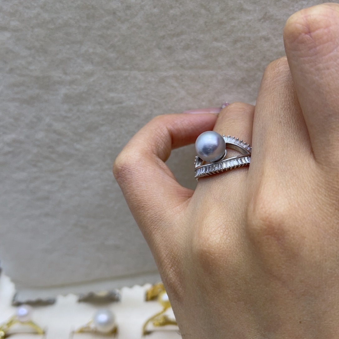 戒指海水珍珠银S925镶嵌