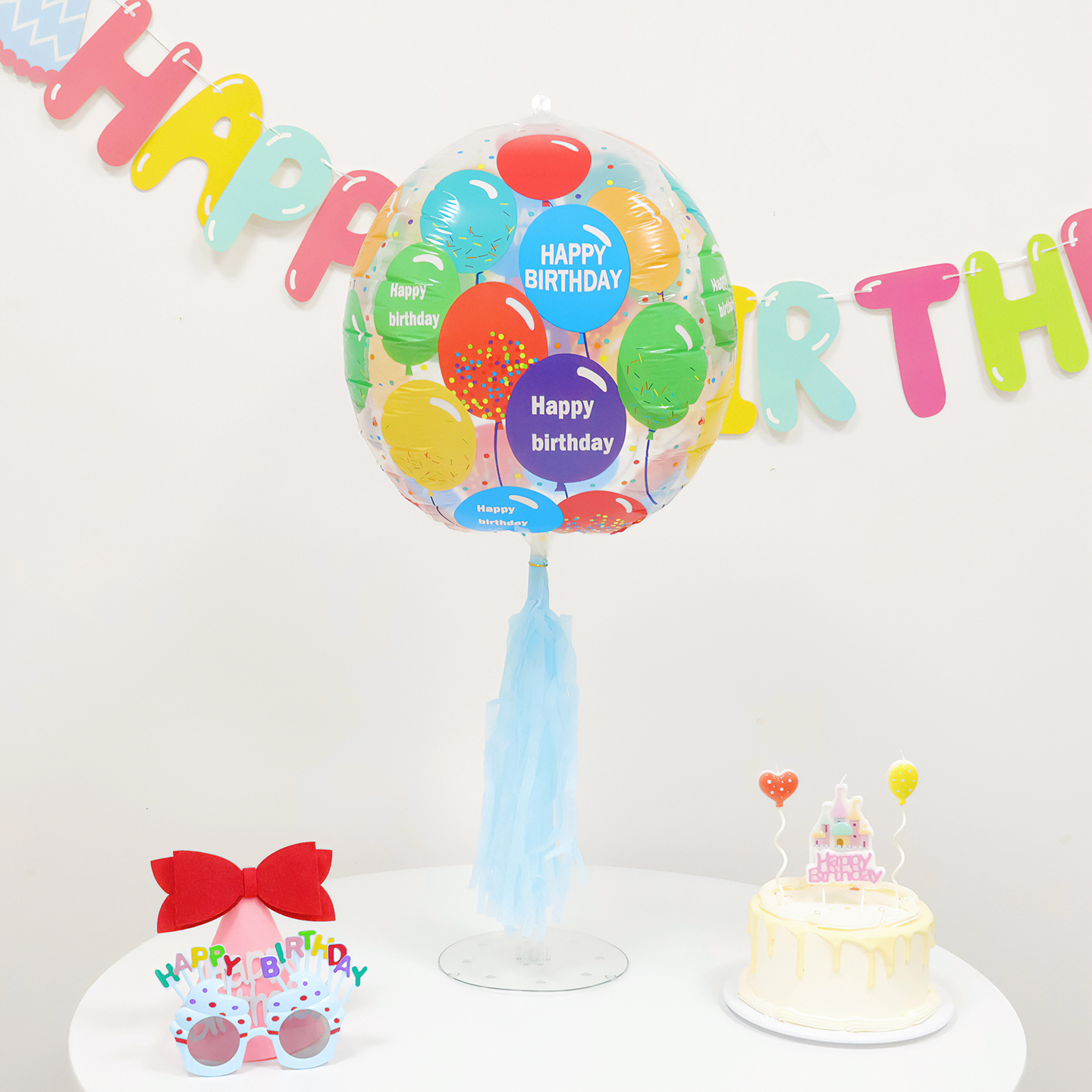 happy birthday网红波波球气球花生日快乐4D球地飘桌飘摆件装饰