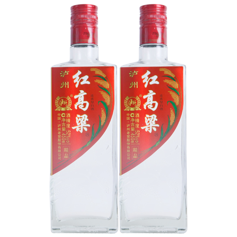 泸州老窖泸州红高粱精品 浓香型白酒 2016年52度450mL*2瓶
