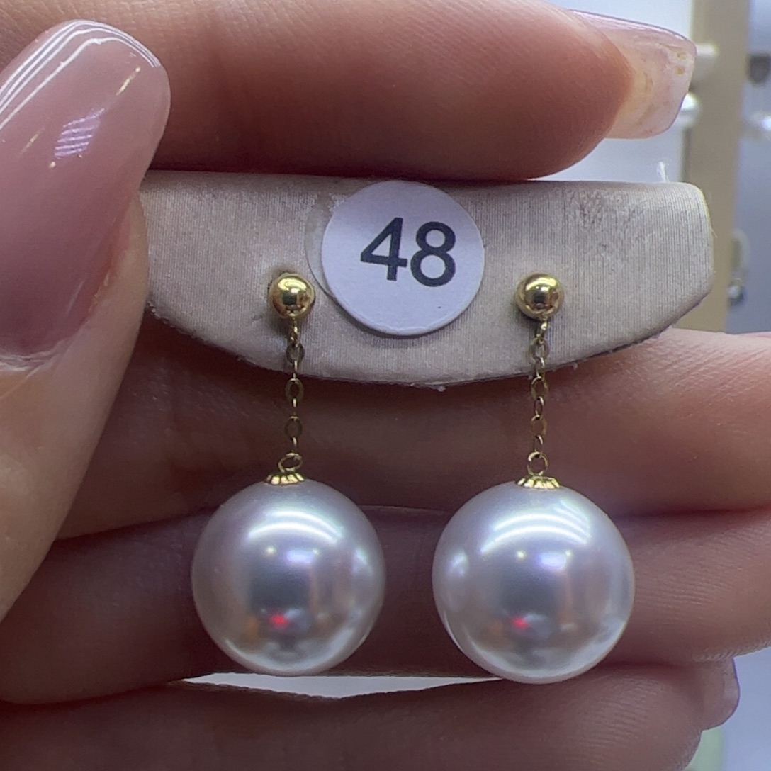 淡水珍珠耳饰18K金镶嵌