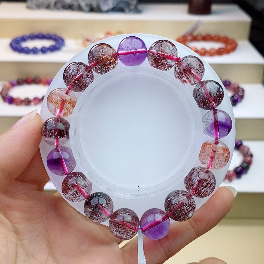 水晶未镶嵌手链黑加仑超七11+