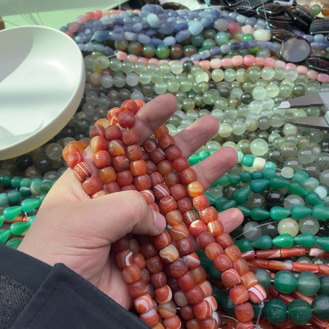 玛瑙/玉髓珠宝半成品未镶嵌一条装11*9橘皮玛瑙老型