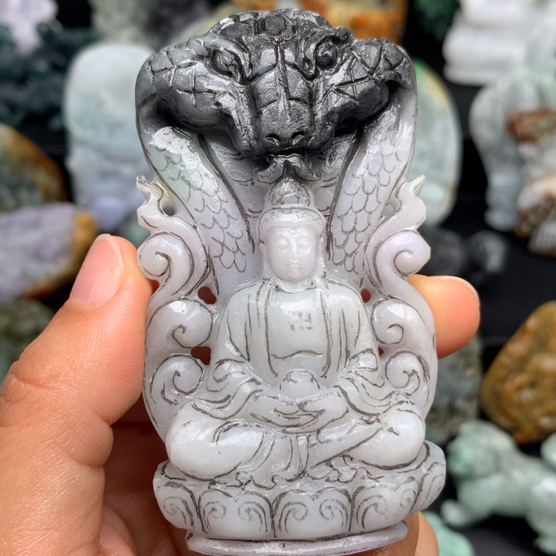 天***运定制翡翠未镶嵌天然翡翠A货雕刻修光抛光定制