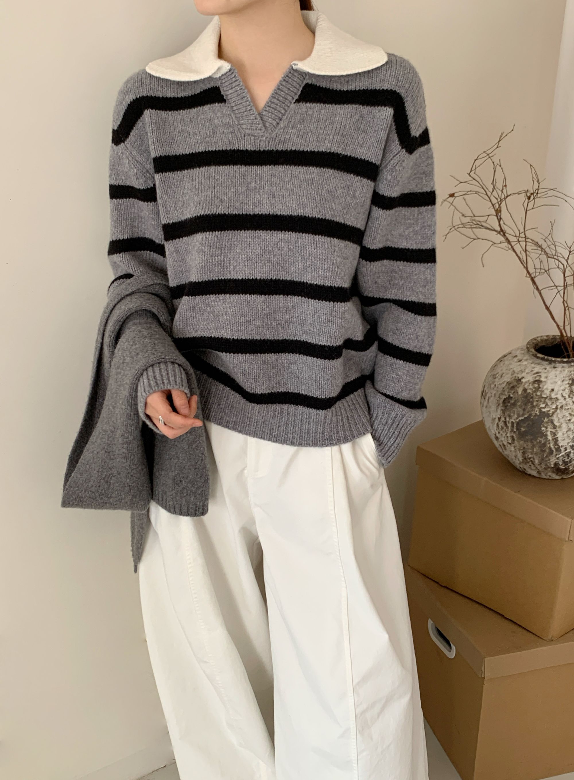 【九十九】100羊毛系列韩代经典Polo领百搭羊毛衫