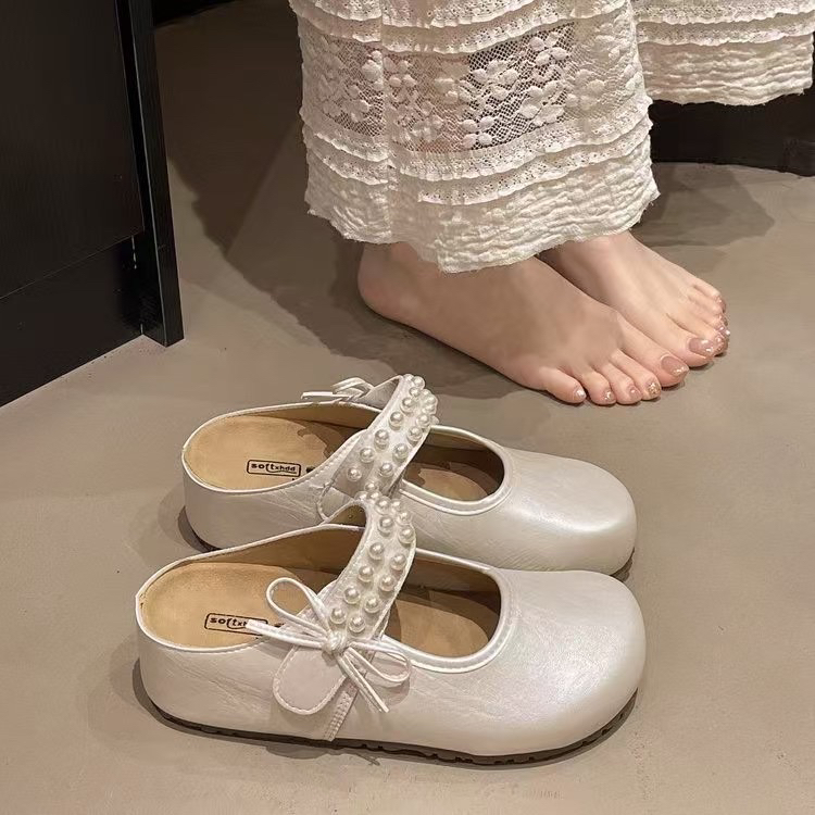 520玛丽珍鞋女5cm爆款配裙子晚晚风小皮鞋平底不累脚包头半拖E8