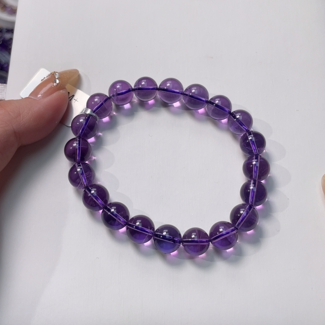 紫晶手链未镶嵌梁**余巴西浓郁紫9m+