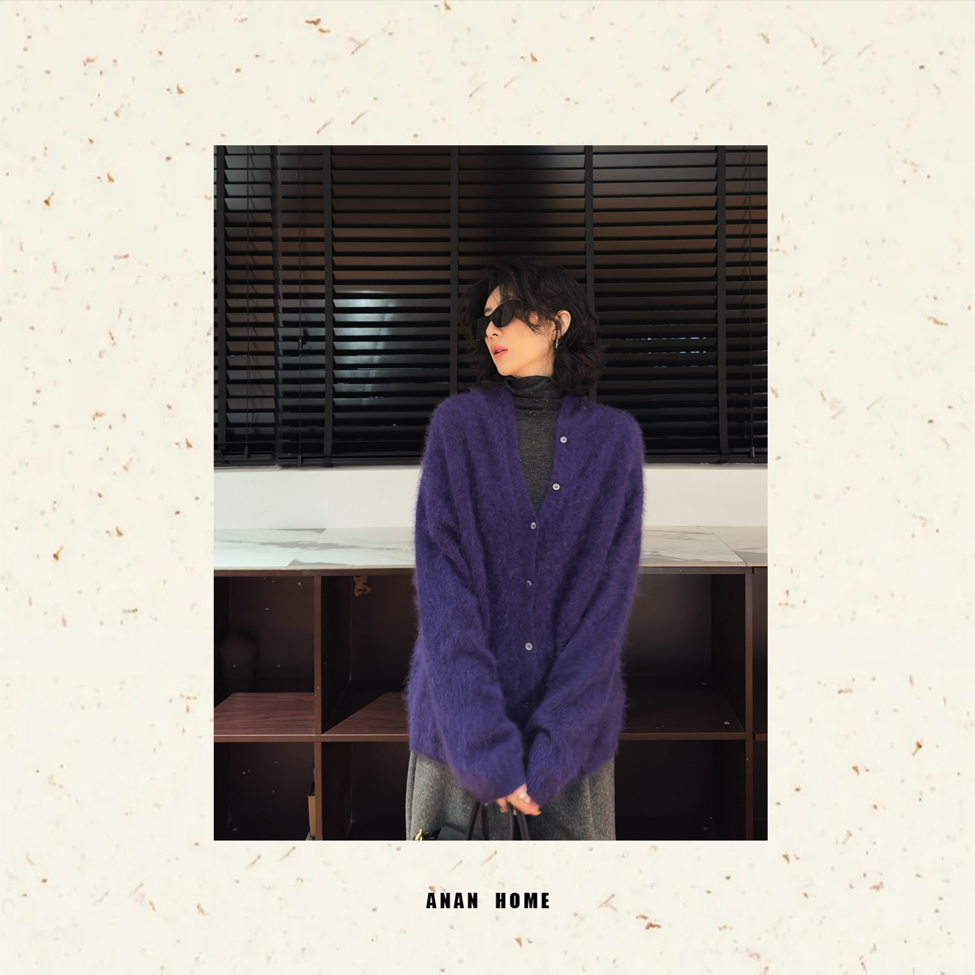 ANAN2025｜微醺鎏金｜复古红色软糯宽松显瘦百搭毛衣开衫 X58119