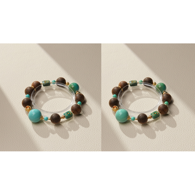 沉香沉香富国岛1.2DIY18k绿松日月星辰单圈（多样性发其一）CFG0003