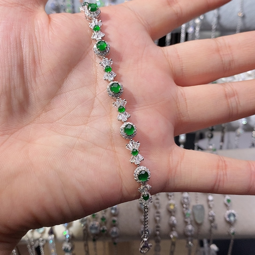 翡翠银S925镶嵌手链