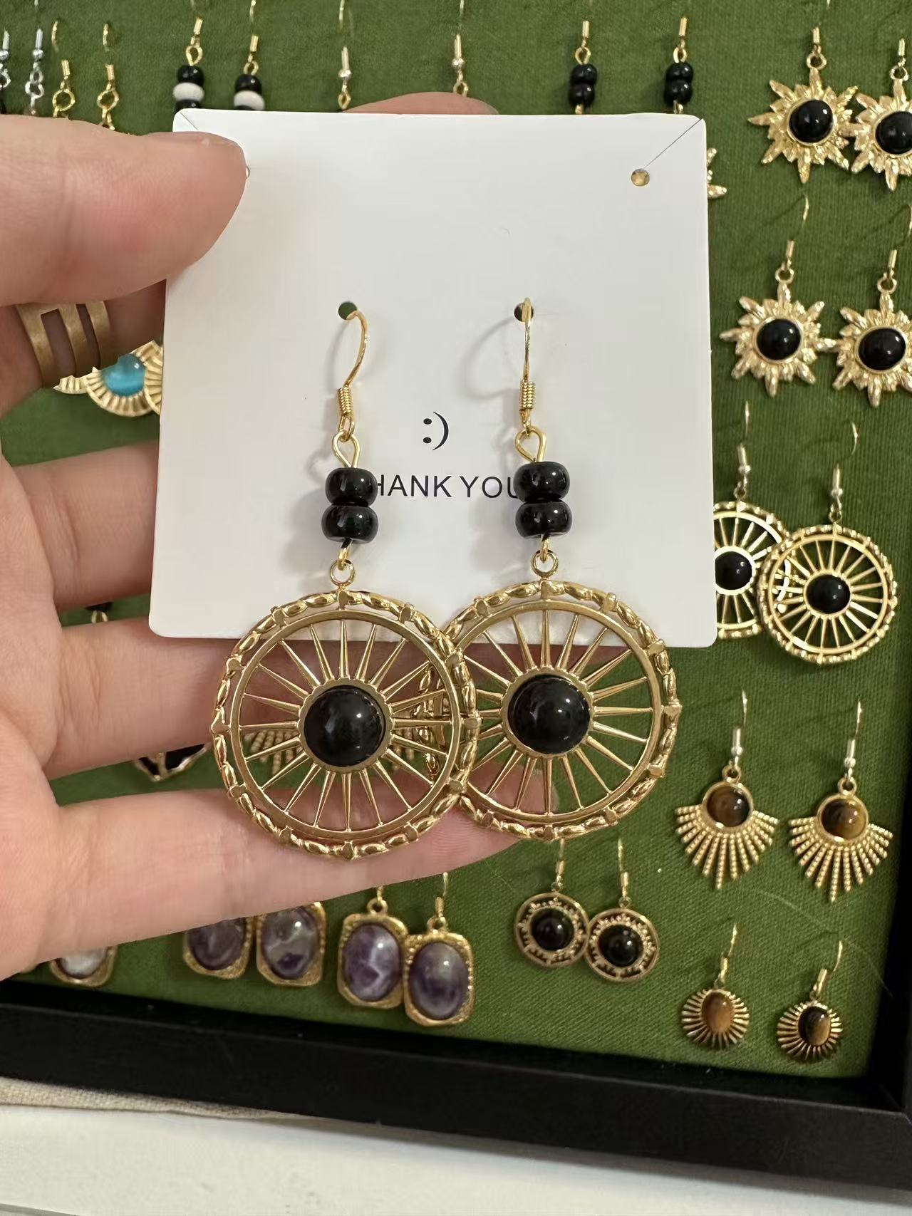 合金石英石耳饰 合金石英石饰品 手工原创耳饰