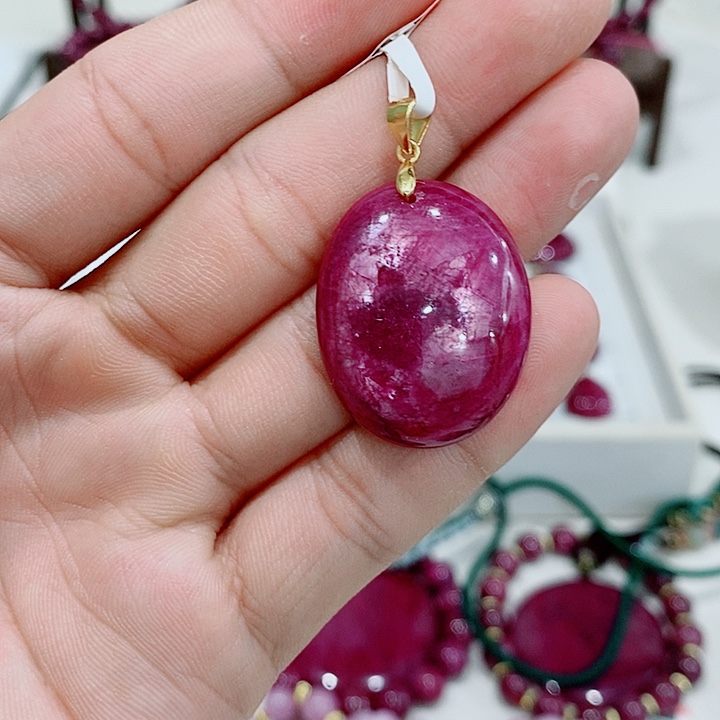 吊坠银S925镶嵌红宝石