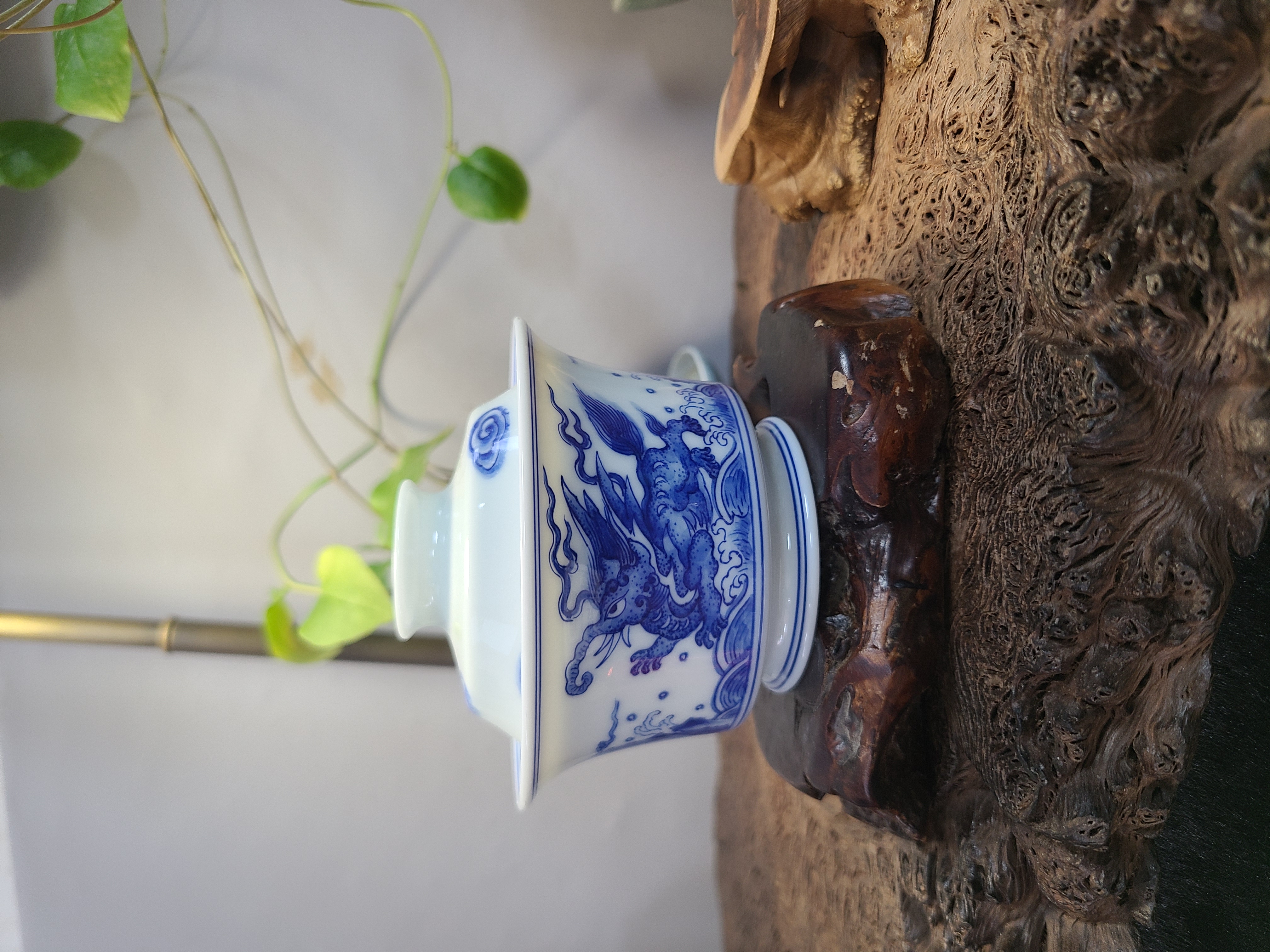 玉泥马蹄釉里红大盖碗青花瓷陶瓷盖碗茶具【海象】~盖下110cc