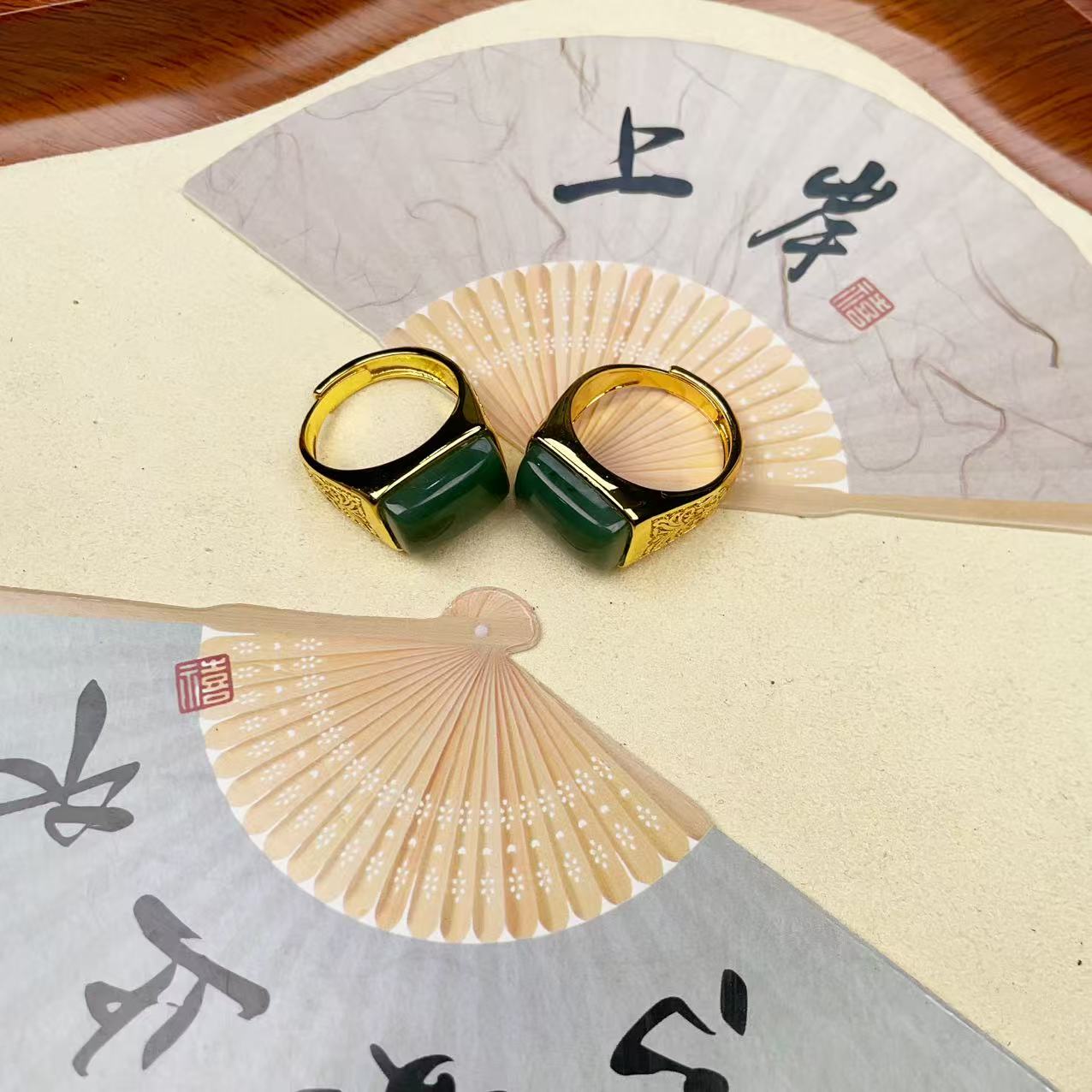 AA和田玉碧玉戒指 多样性发货拍一单发一个