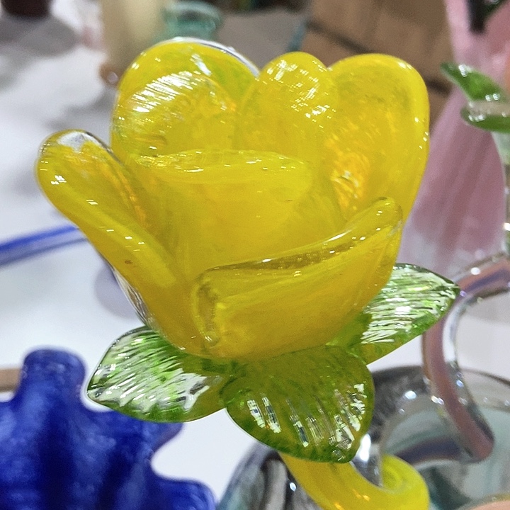琉璃夜光黄色琉璃玫瑰花