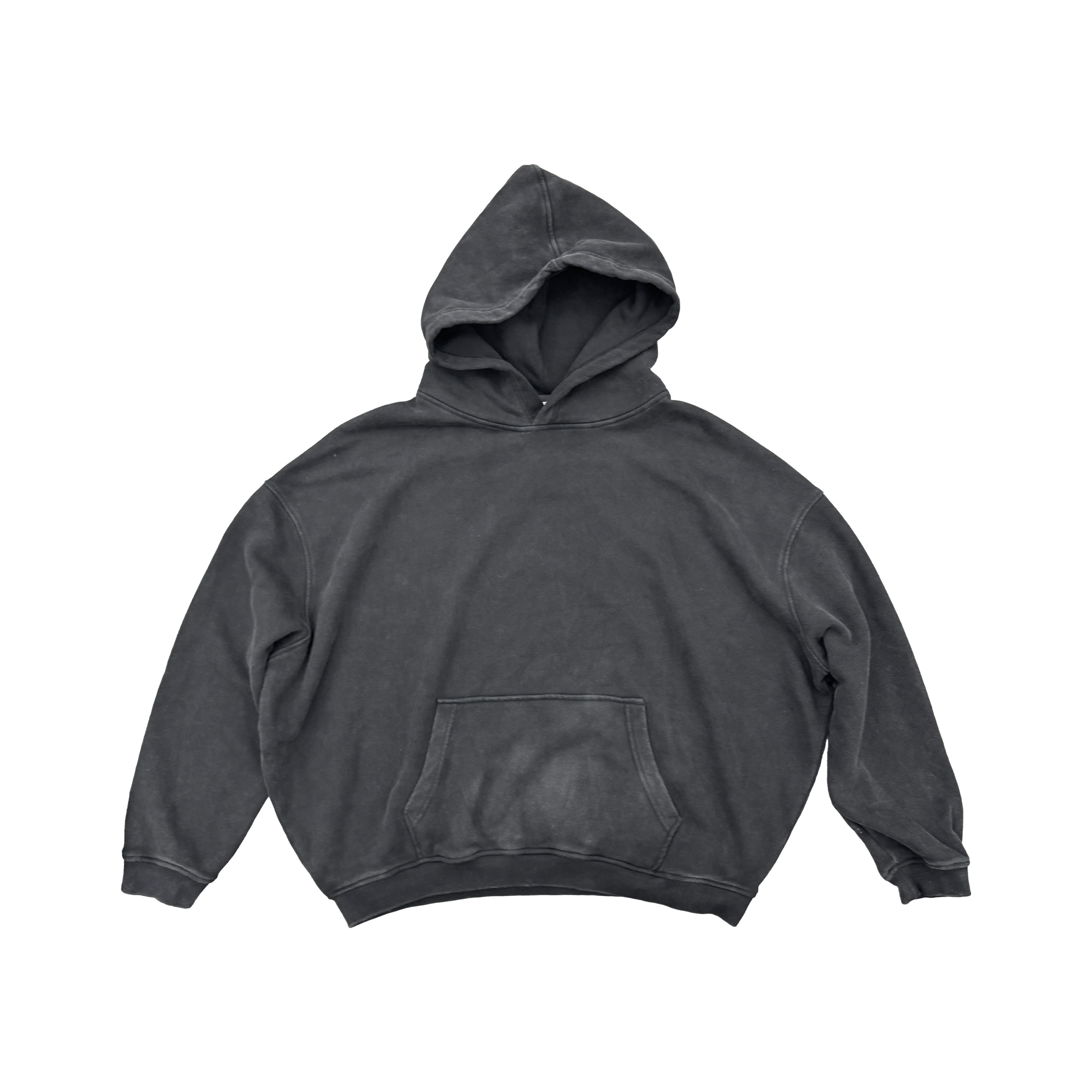 haonanhuang 复古水洗做旧慵懒休闲短宽基础连帽套头卫衣