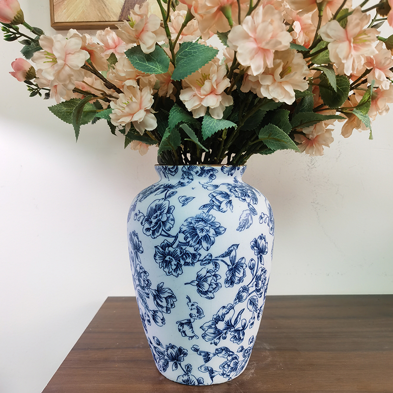 景德镇手工陶瓷花瓶青花瓷客厅蓝色可763新中式口径9.5cm工艺品