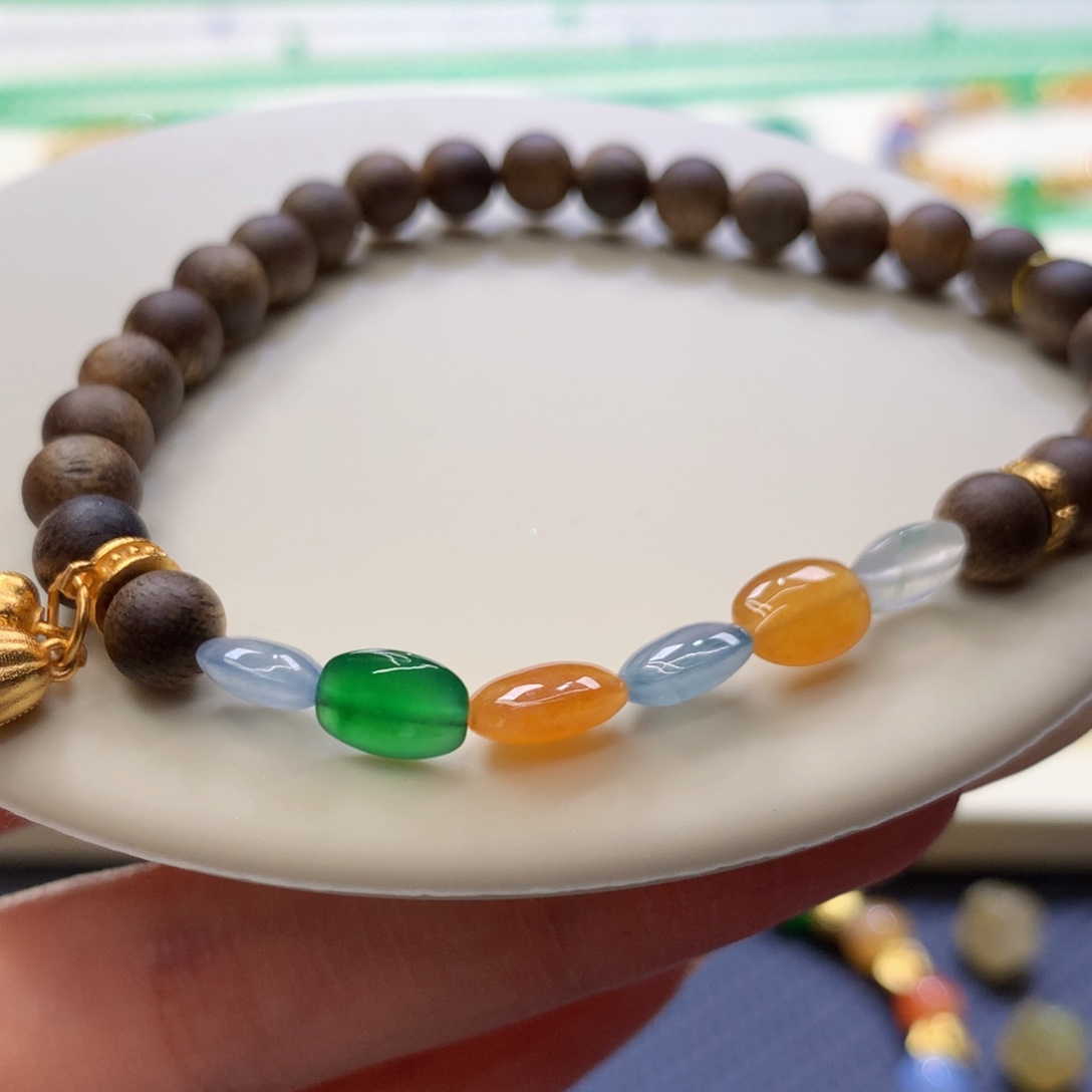 定制翡翠未镶嵌 毛货抛光定制 冰种扁珠一组