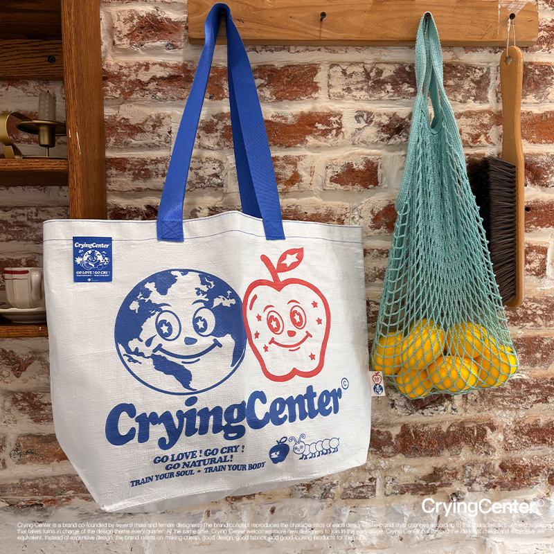 Crying center/哭喊中心地球派对单肩手提大容量休闲可爱创意包