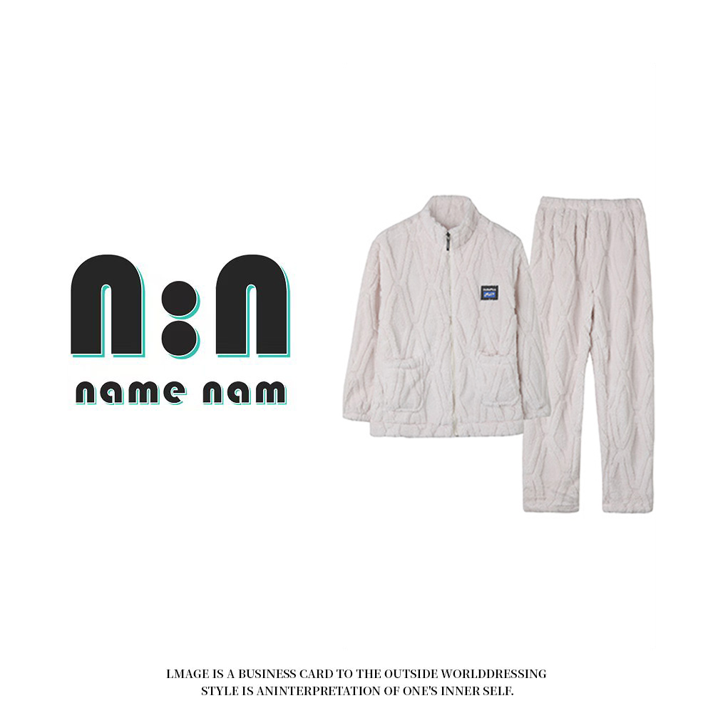 2025冬季新款加绒保暖睡衣套装情侣款家居服-B584