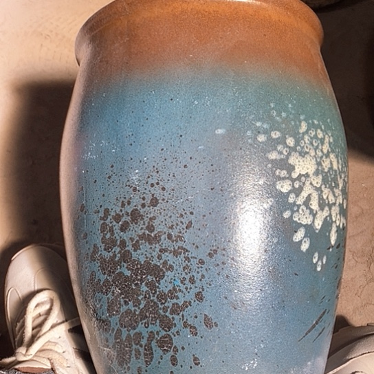 紫砂花盆口25高度36绿泼墨处理