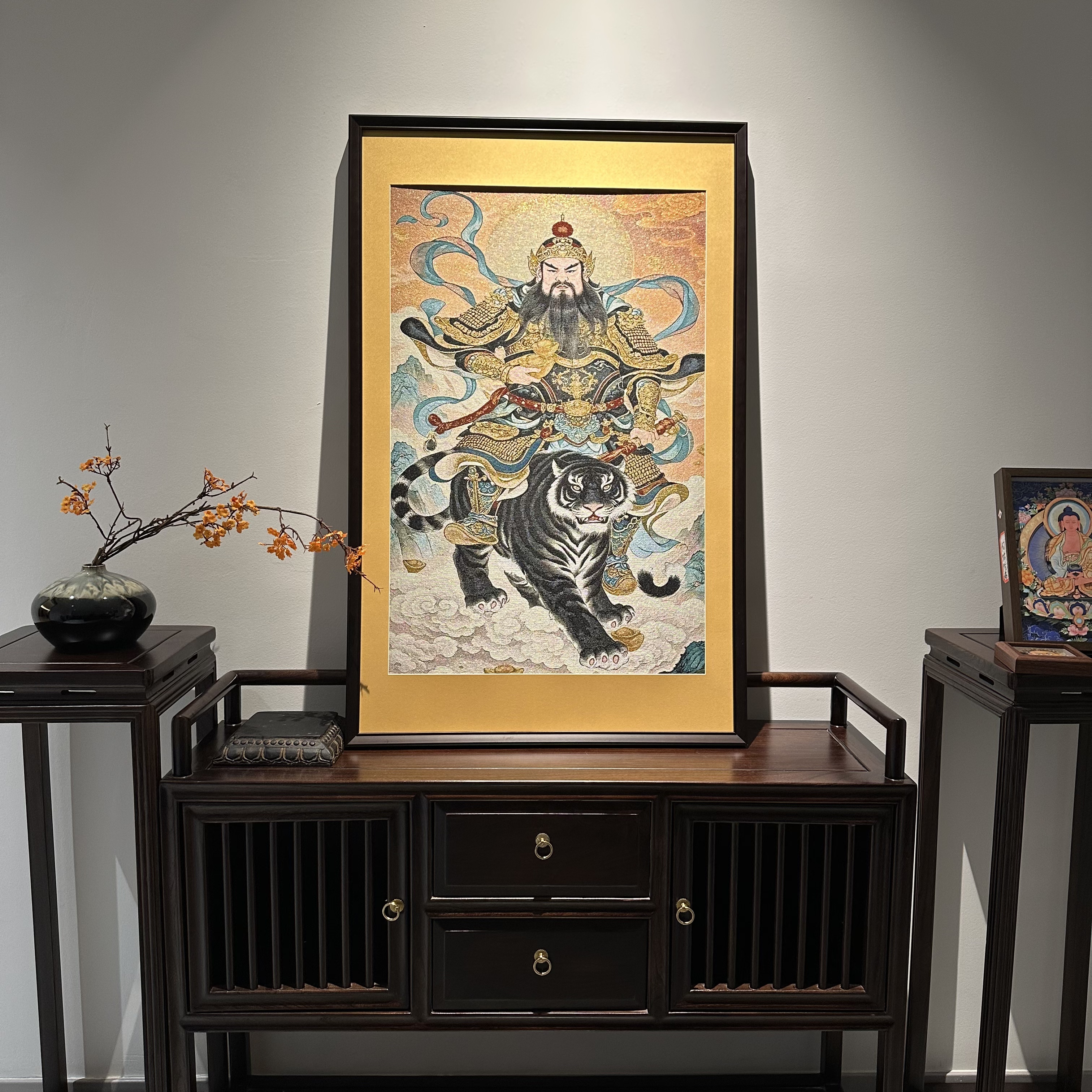 【玄一】-【武财神赵公明】刺绣画玄关画装饰画