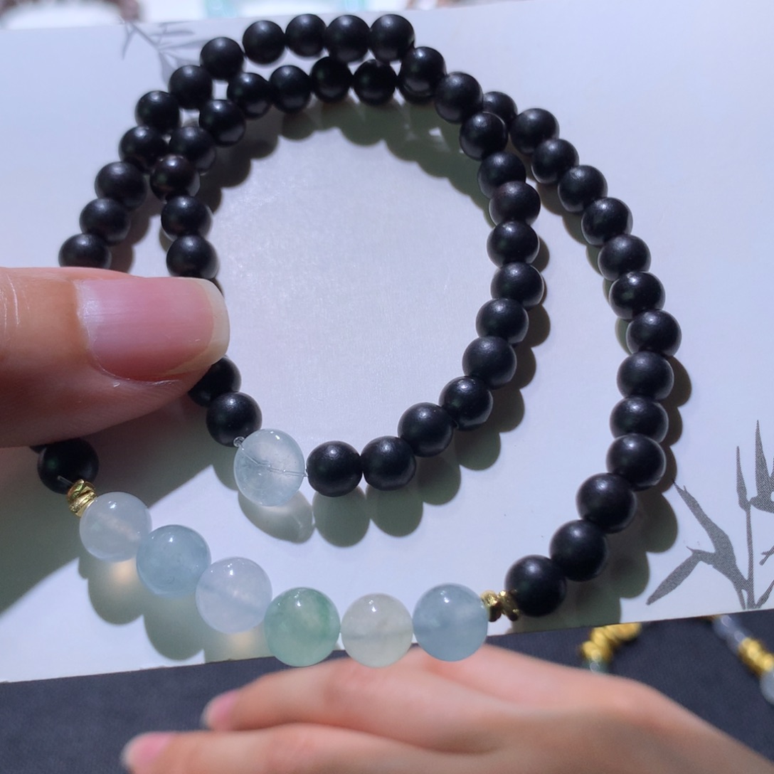 穿***界翡翠散珠清新半串7颗卡7左右