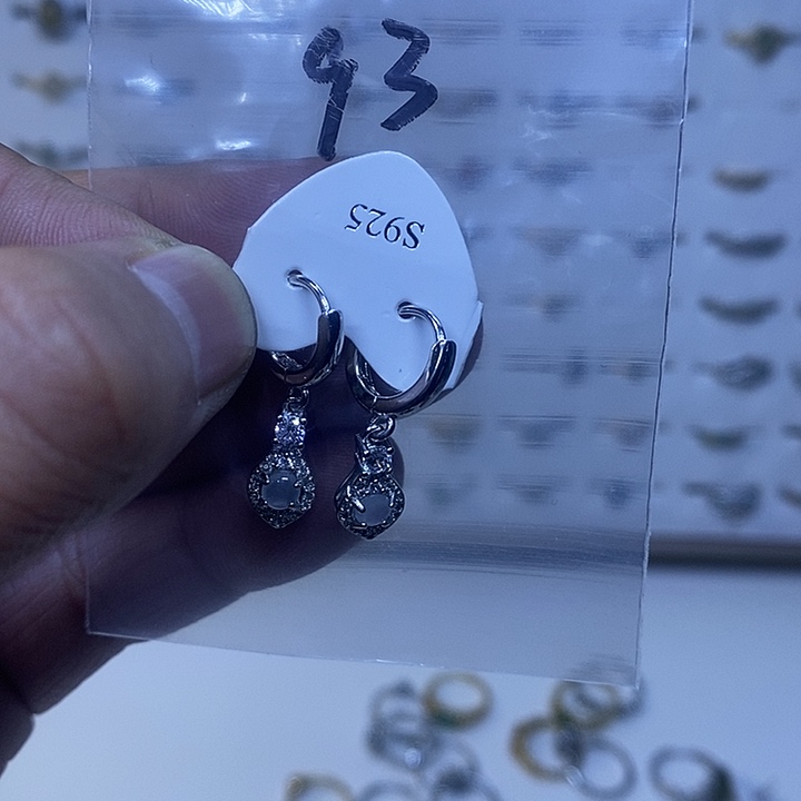 银S925镶嵌戒指翡翠耳环
