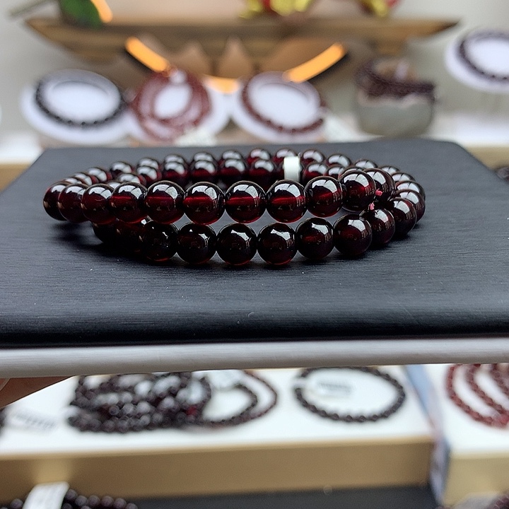 石榴石未镶嵌手链双圈卡7mm