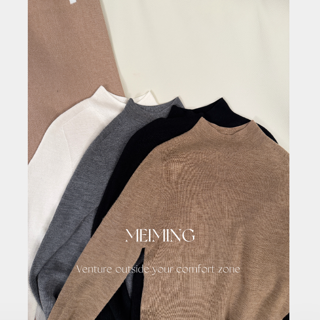 MEIMING 「可机洗100扬子纱」半高领扬子纱绵羊毛T恤打底衫 MM567