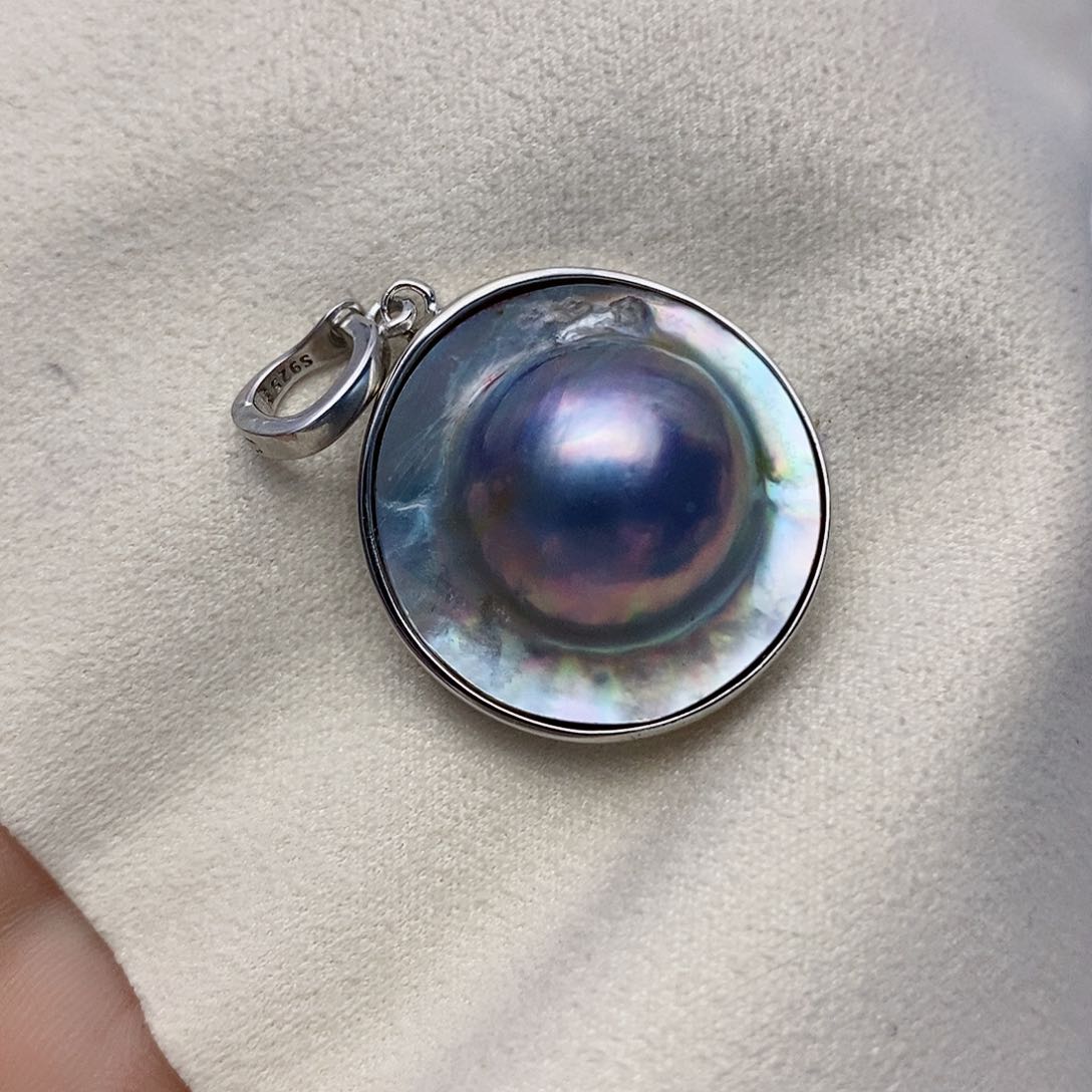 【闪购商品】拼合珍珠（马贝珠）颈饰银S925镶嵌53